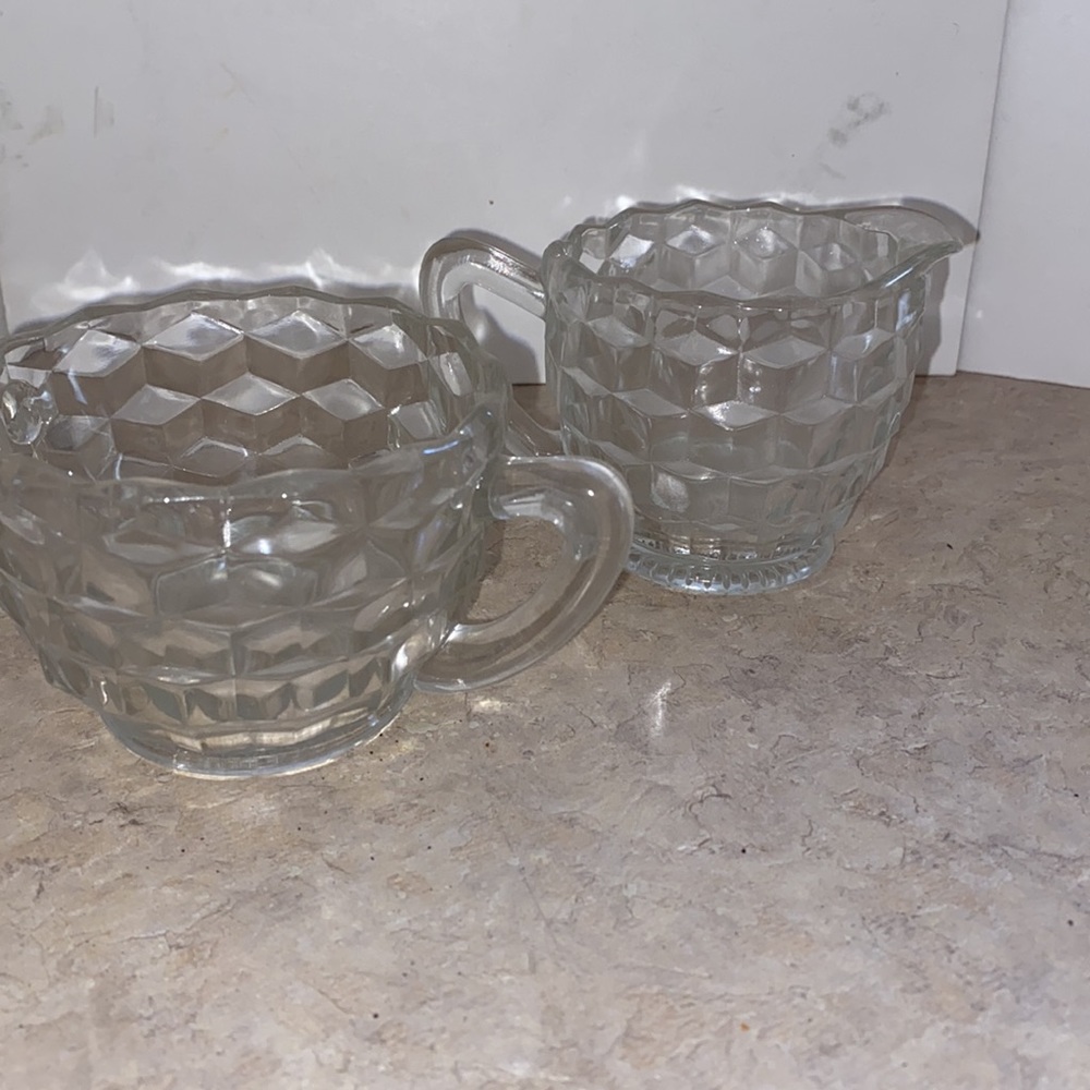 Vintage cubist small cream and sugar